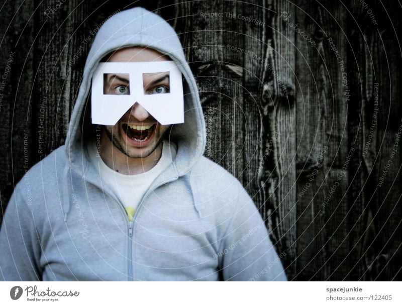 Flashback Mann Porträt Freak Papier erschrecken Wand Holz Star Wars Achtziger Jahre Freude Maske schreien Strukturen & Formen