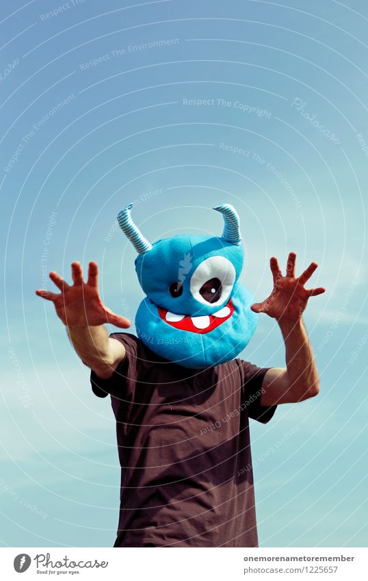 scarry Kunst Kunstwerk ästhetisch Monster Außerirdischer außerirdisch Ungeheuer ungeheuerlich blau Maske Kostüm Karnevalskostüm verkleidet erschrecken Halloween