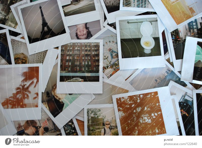 paris, new york, hawaii... analog Fotografie Polaroid alt viele Haufen durcheinander Urlaubsfoto Erinnerung