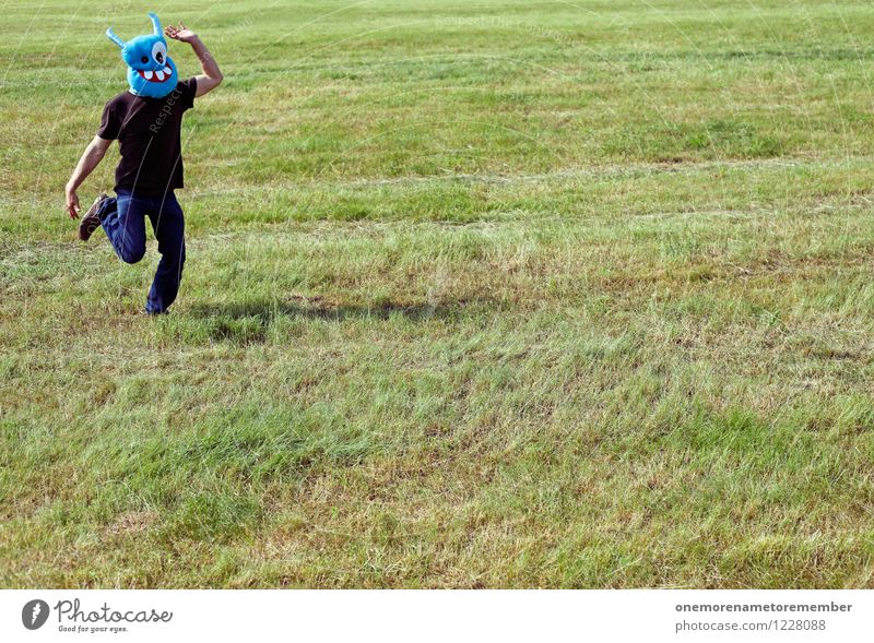 durchgeknallt I Kunst Kunstwerk ästhetisch laufen Flucht Fluchtweg Fluchthelfer Flüchtlinge Freude spaßig Spaßvogel Spaßgesellschaft Wiese grün rennen toben