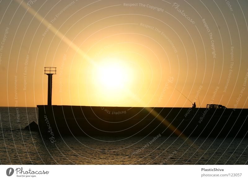 Fishing during sunset Gran Canaria Sonnenuntergang Anlegestelle Physik See Meer Atlantik Leuchtturm genießen Angeln Freizeit & Hobby Himmelskörper & Weltall