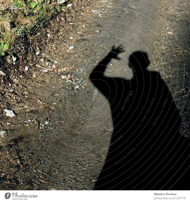 Waidmanns Heil! Selbstportrait Fotografieren Fußweg Sträucher Quadrat Gras Wiese Stein winken Hand Gruß Begrüßung Freundlichkeit sympathisch Sympathie