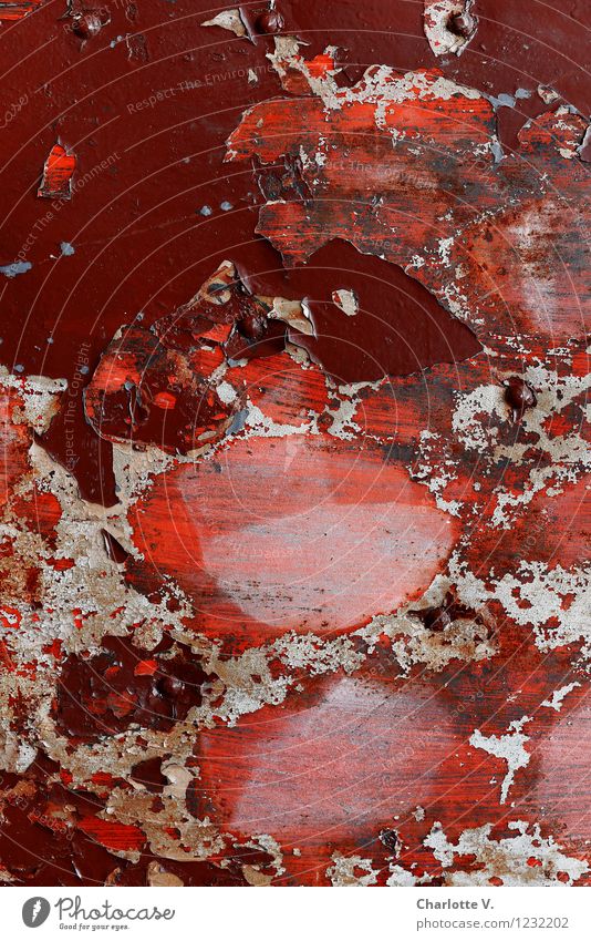 Rot sehen Metall alt leuchten kaputt trashig braun grau rot ästhetisch bizarr chaotisch Surrealismus Verfall Zerstörung abblättern Farbstoff amorph Formation