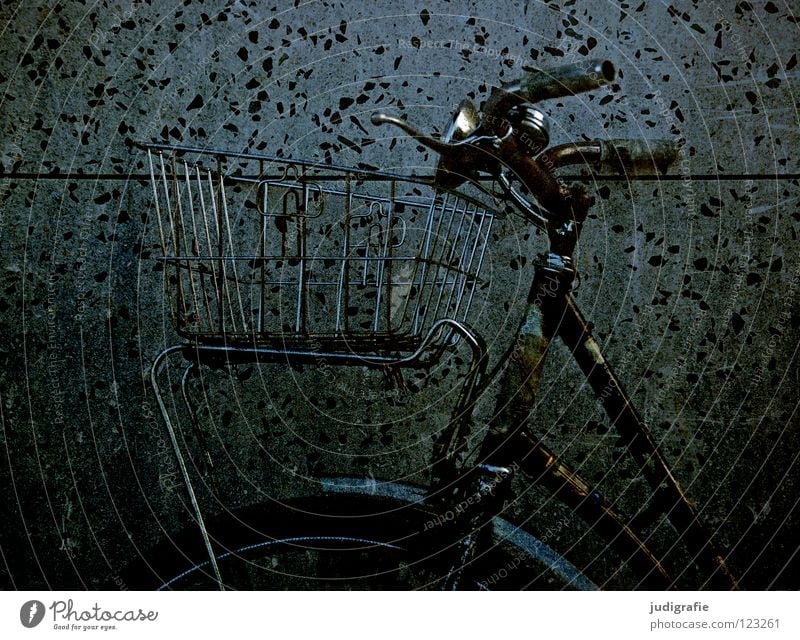Drahtesel Fahrrad Korb Schutzblech Wand dunkel Chrom fahren stehen Damenfahrrad Farbe Spielen Freizeit & Hobby Fahrradlenker Bremse parken warten Rahmen alt