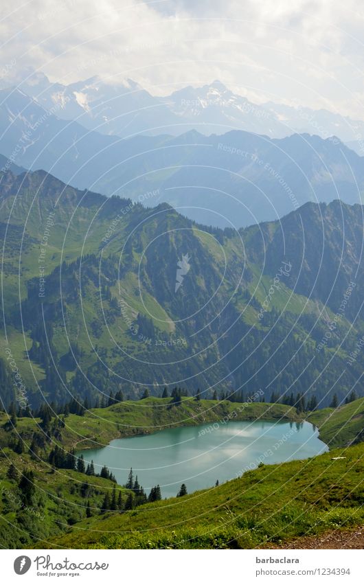 Bergsee Ferien & Urlaub & Reisen wandern Natur Landschaft Urelemente Erde Luft Wasser Himmel Wolken Sommer Alpen Berge u. Gebirge Allgäuer Alpen