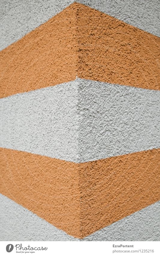 eine Hochkant Stadt Haus Bauwerk Gebäude Architektur Mauer Wand Fassade Beton Linie Streifen ästhetisch grau orange weiß Design Farbe Ecke Strukturen & Formen