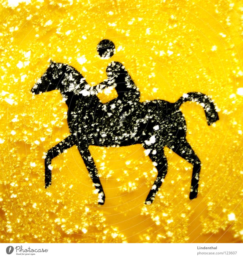 Horse-Rider Pferd Symbole & Metaphern Logo graphisch Ampel Türöffner Schalter gelb Schnellzug Hinweisschild Säugetier Straßennamenschild Reiter