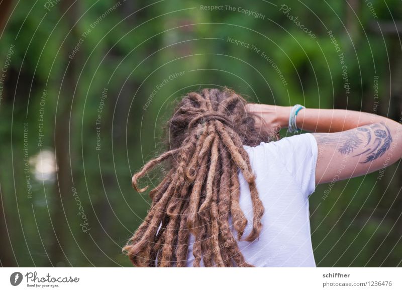 Spreedorado | Spreemai Mensch feminin Junge Frau Jugendliche Erwachsene Haare & Frisuren Rücken Arme 1 30-45 Jahre grün Fotografieren Rastalocken