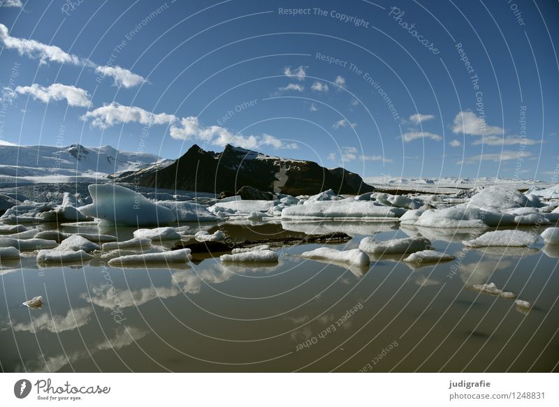 Island Umwelt Natur Landschaft Urelemente Wasser Himmel Klima Klimawandel Schönes Wetter Eis Frost Felsen Berge u. Gebirge Gletscher Gletschersee Fjallsarlon