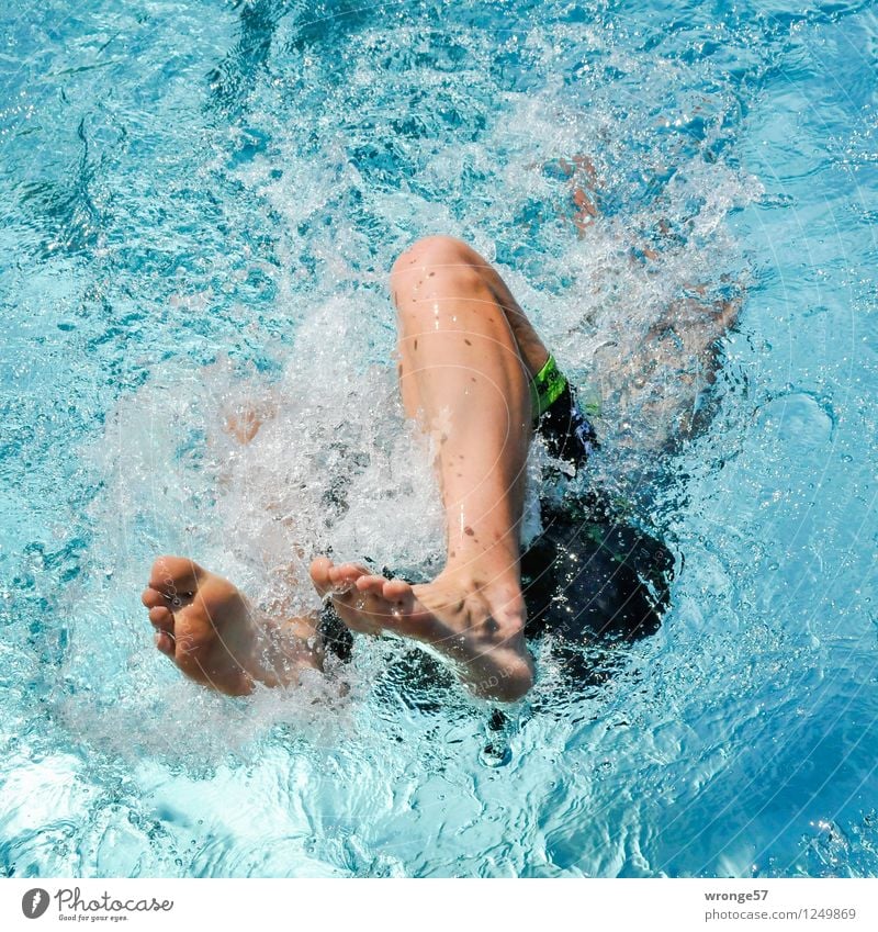 Abtauchen Sport Sportveranstaltung Triathlon Schwimmsport Schwimmen & Baden Schwimmbad Mensch maskulin Junger Mann Jugendliche Erwachsene Beine 1 nah sportlich