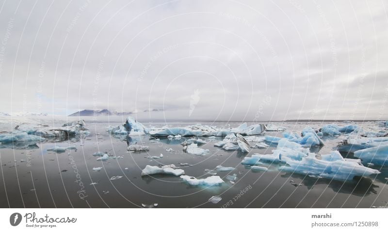 Gletscherlagune Natur Landschaft Himmel Wolken Winter Klima Klimawandel Wetter Küste Seeufer Meer Stimmung Ferne Reisefotografie Island Gletschereis Eis