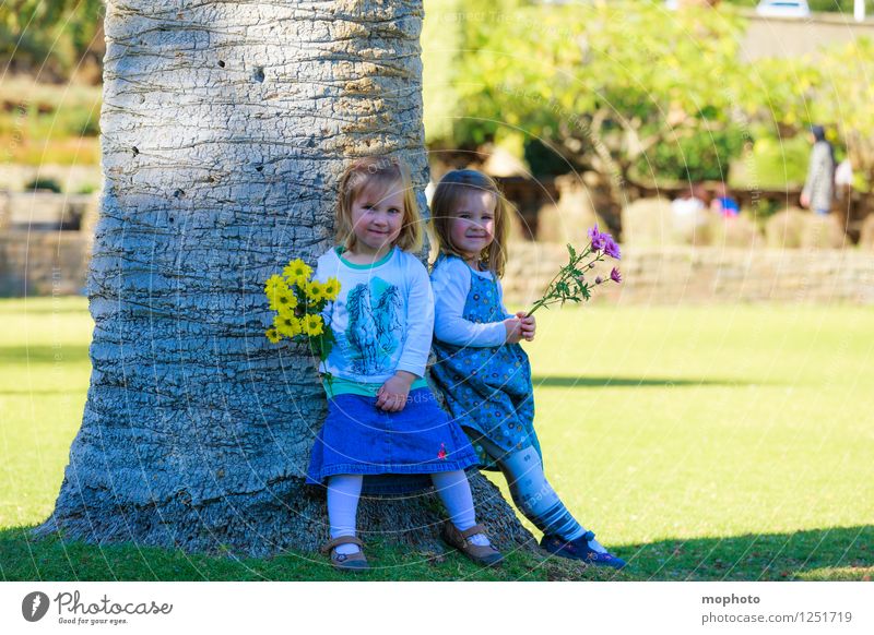 Schwestern Spielen Kindererziehung Mensch feminin Kleinkind Mädchen Geschwister Familie & Verwandtschaft Kindheit 2 1-3 Jahre Natur Blume Garten Park Windhoek