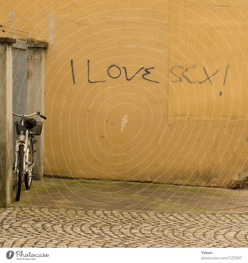 I love sex Tagger Wand Wandmalereien dreckig Ehrlichkeit Freude Liebe Graffiti sexsüchtig addicted Grafitti flotter Spruch Nebensache dilettantisch einfach