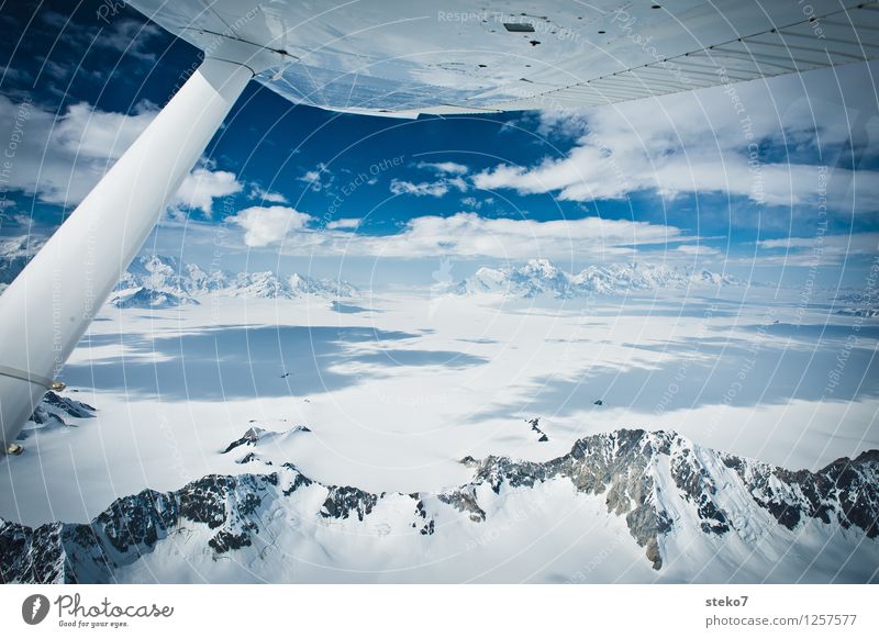 Gletscher-Land III Eis Frost Berge u. Gebirge im Flugzeug fliegen gigantisch Unendlichkeit kalt blau weiß Einsamkeit Horizont rein Ferne Yukon Eisfeld