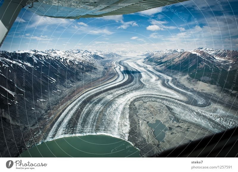 Gletscher Highway III Berge u. Gebirge Küste im Flugzeug fliegen ästhetisch außergewöhnlich Unendlichkeit kalt Einsamkeit einzigartig Symmetrie Wege & Pfade