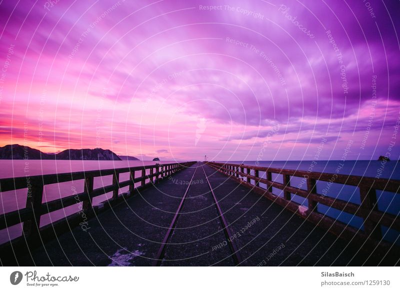 Epischer Sonnenuntergang Natur Landschaft Himmel Wolken Sonnenaufgang Sonnenlicht Sommer Schönes Wetter Küste atmen entdecken schön Abenteuer Kunst Neuseeland