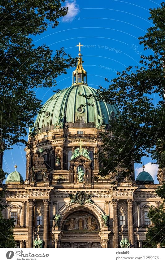 Berliner Dom Ferien & Urlaub & Reisen Tourismus Wasser Wolken Baum Hauptstadt Stadtzentrum Bauwerk Architektur Sehenswürdigkeit Wahrzeichen blau grün
