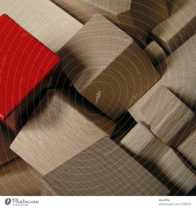 Fragmente zum Ganzen II Baustein Holz Geometrie rot Spielen Konstruktion Dekonstruktion Dekoration & Verzierung Stein Strukturen & Formen Kreativität Freude