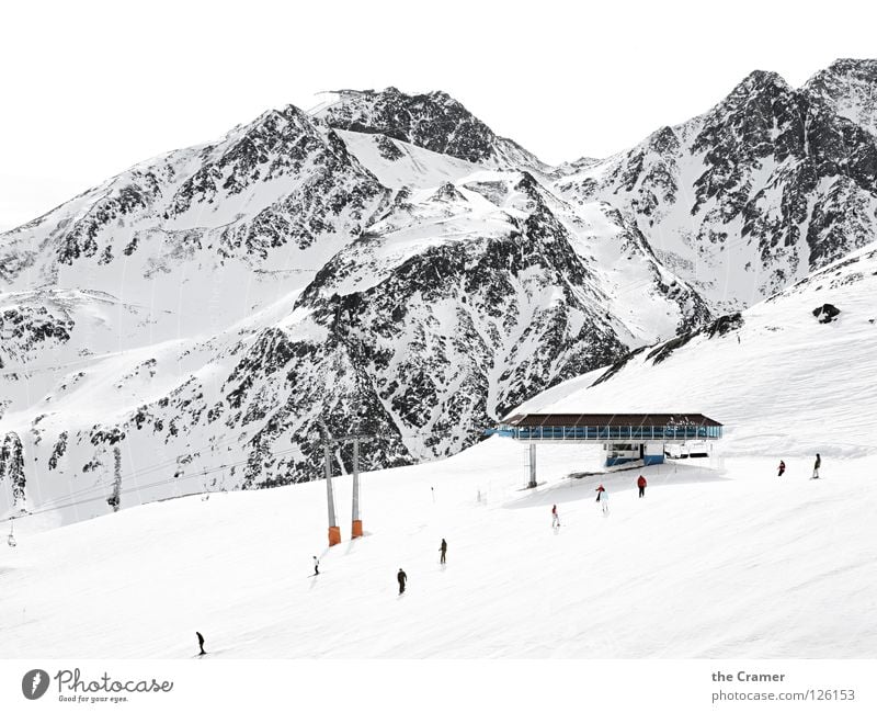 drobn aufm berg weiß Sölden Wintersport Ferien & Urlaub & Reisen Seilbahn Sport Berge u. Gebirge Skifahren Schnee Alpen Himmel Skipiste Sesselbahn Skilift
