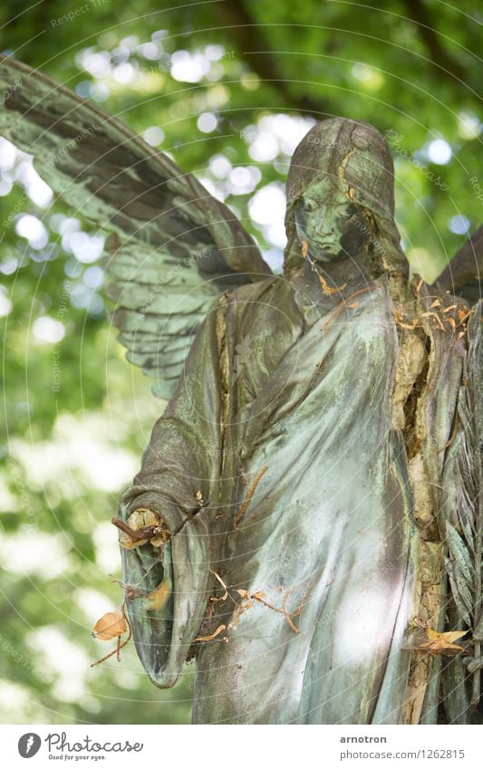 broken angel 1/2 androgyn Haare & Frisuren Gesicht Denken harmonisch Trauerfeier Beerdigung feminin Hand Engel Statue Kupfer Friedhof Ohlsdorfer Friedhof