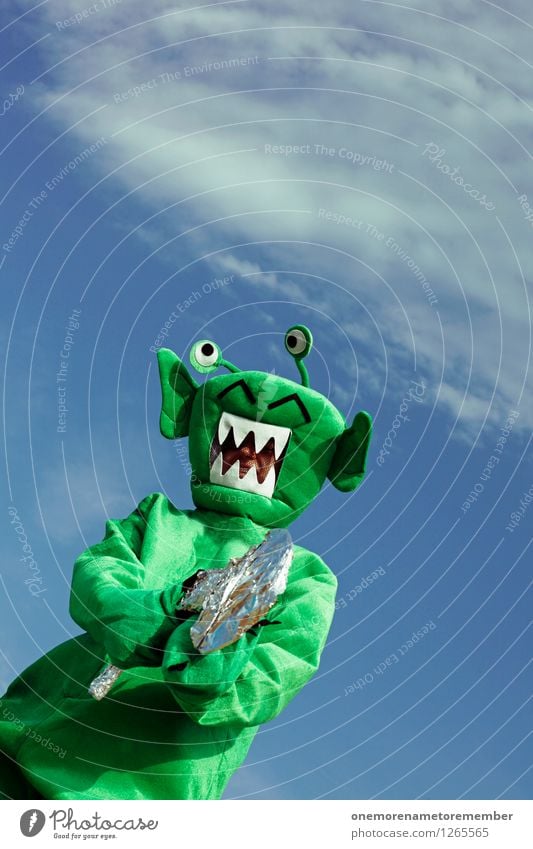 EASY! Kunst Kunstwerk ästhetisch Außerirdischer Monster Ungeheuer ungeheuerlich außerirdisch Waffe Pistole Laser grün Karnevalskostüm verkleidet bedrohlich