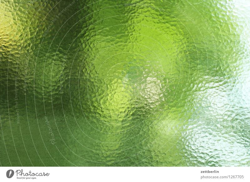 Fenster Glas Riffelglas Milchglas Unschärfe Aussicht Fensterblick abstrakt Hintergrundbild Muster Aquarell Textfreiraum Sommer Licht Freundlichkeit Tag grün