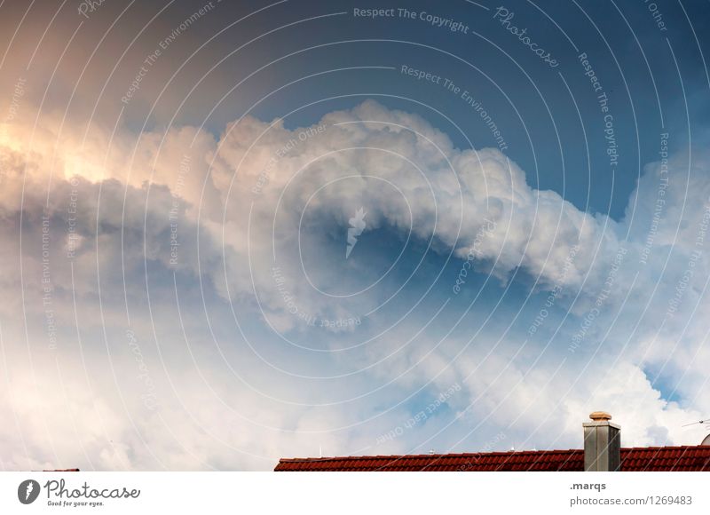 Luftig | Tiefdruck Umwelt Natur Urelemente Himmel Wolken Gewitterwolken Sommer Unwetter Sturm Dach Schornstein Stimmung Farbfoto Außenaufnahme Menschenleer