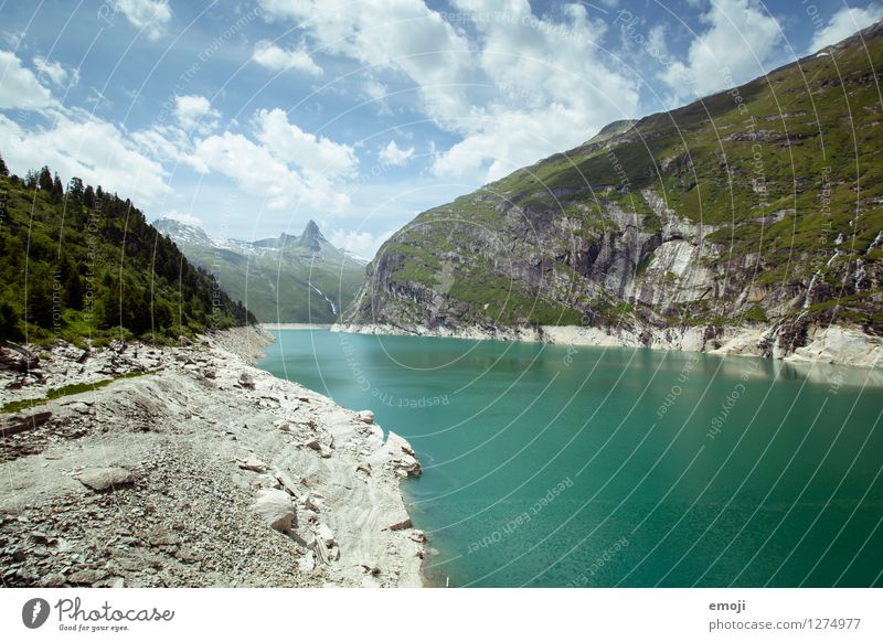 Abkühlung Umwelt Natur Landschaft Sommer Schönes Wetter Alpen Berge u. Gebirge Seeufer Stausee nachhaltig natürlich Farbfoto Außenaufnahme Menschenleer Tag