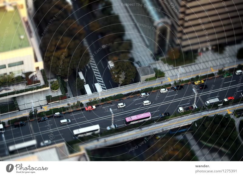 Miniaturansicht: Autostraße von oben – Tokyo, Japan Ferne Städtereise Sonne Schönes Wetter Baum Asien Hauptstadt Hafenstadt Stadtzentrum Haus Brücke Gebäude
