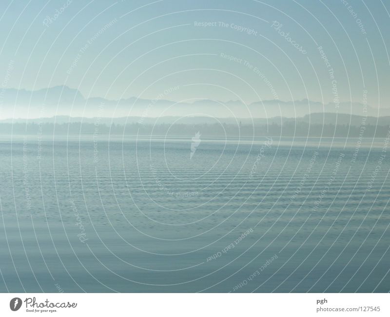 Grenzenlos Sonnenuntergang Starnberger See Stimmung Nebel Wellen ruhig Einsamkeit Wasser Himmel blau Berge u. Gebirge