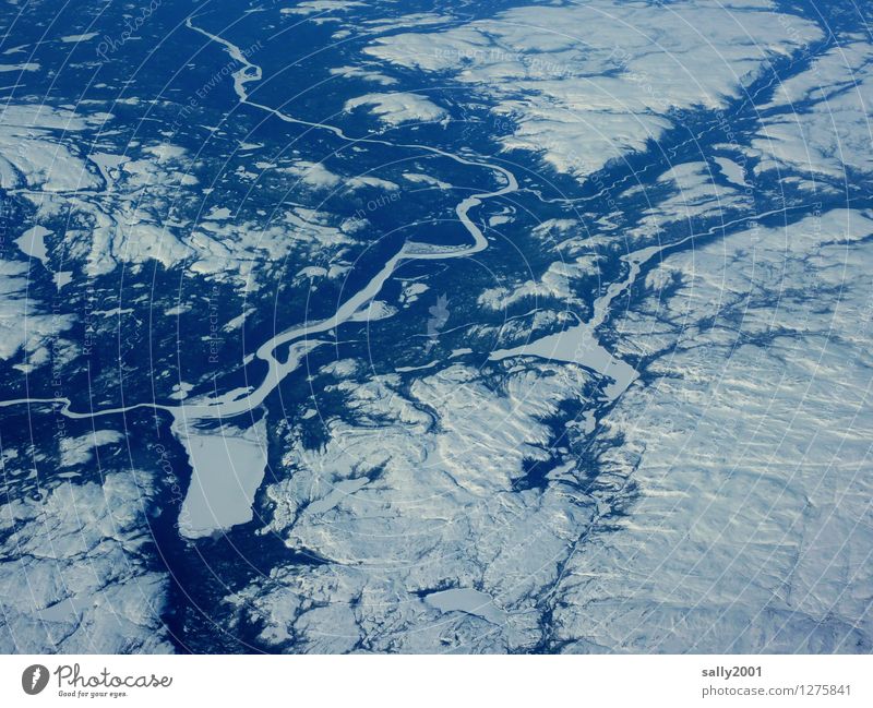 kalt | Eiszeit... Umwelt Natur Winter Klimawandel Frost Schnee Hügel See Fluss Flugzeugausblick außergewöhnlich Ferne frei gigantisch Unendlichkeit Abenteuer
