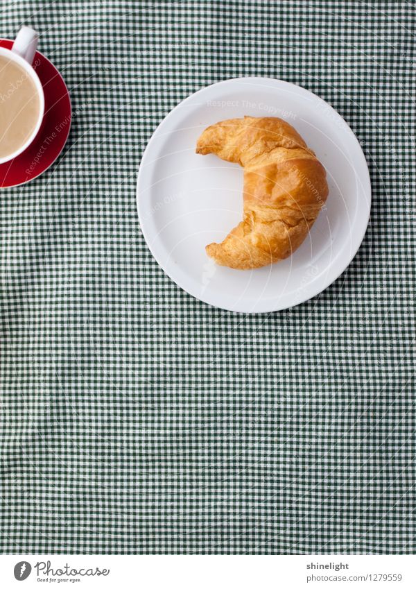 croissant love Lebensmittel Croissant Ernährung Frühstück Tischwäsche Getränk Kaffee Geschirr Teller Tasse grün weiß Appetit & Hunger Durst genießen