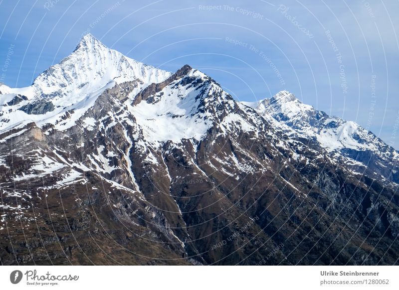 Monte Rosa Massiv Ferien & Urlaub & Reisen Tourismus Schnee Berge u. Gebirge wandern Umwelt Natur Landschaft Himmel Frühling Schönes Wetter Alpen Gipfel