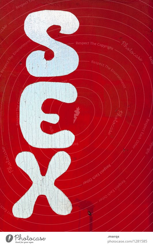 SEX Schriftzeichen Schilder & Markierungen Sex einfach rot weiß Sexualität Geschlecht Farbfoto Außenaufnahme Menschenleer Textfreiraum rechts