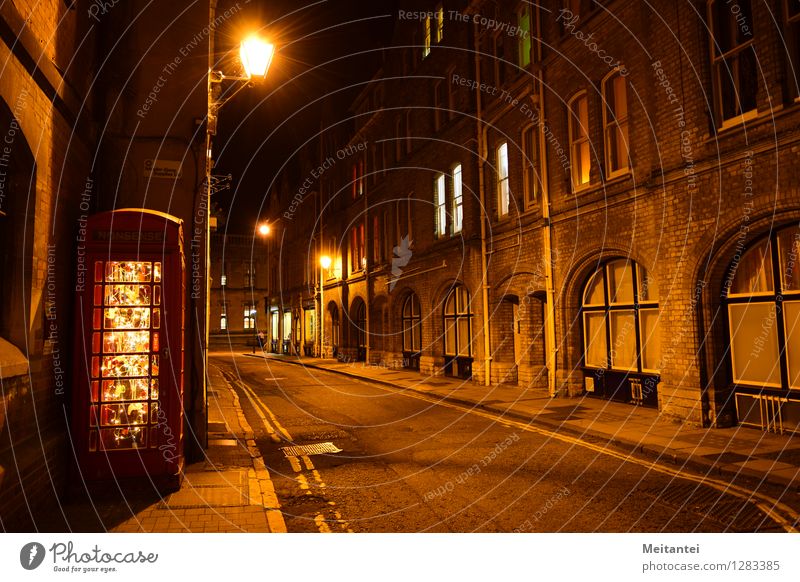 Oxford Night England Europa Stadt Stadtzentrum Haus Telefonzelle Straße leuchten Stimmung ruhig Nachtaufnahme Farbfoto Außenaufnahme Langzeitbelichtung