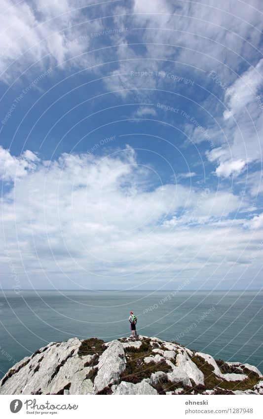 Zur schönen Aussicht wandern Mensch maskulin Mann Erwachsene 1 Natur Landschaft Felsen Küste Meer Ewigkeit Freiheit Gelassenheit einzigartig Inspiration