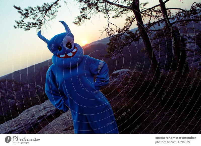 Hangout Kunst Kunstwerk Abenteuer ästhetisch Monster Ungeheuer ungeheuerlich Außerirdischer außerirdisch blau verkleidet Karnevalskostüm Freude spaßig Spaßvogel