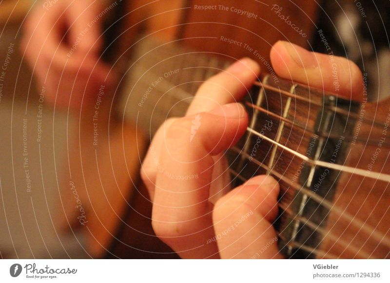 la guitara Lifestyle Freude Freizeit & Hobby Musiker Gitarrenspieler Hand Finger Gitarrensaite Gitarrenhals Gitarrengriff Nylon berühren Erholung Spielen