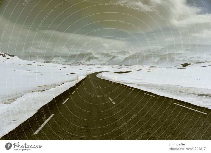 Island Umwelt Natur Landschaft Himmel Wolken Klima Eis Frost Schnee Berge u. Gebirge Schneebedeckte Gipfel Straße kalt natürlich wild Ferien & Urlaub & Reisen
