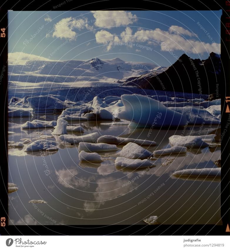 Island Umwelt Natur Landschaft Wasser Himmel Wolken Klima Klimawandel Wetter Schönes Wetter Eis Frost Gletscher See Fjallsarlon außergewöhnlich kalt wild