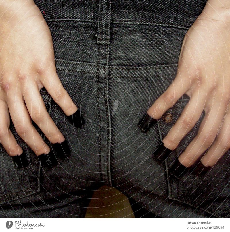 Die Naht sitzt Hand Finger Klebeband schwarz Frau eng passen sitzen Hinterteil Bekleidung Qualität Jean Jeanshose Klebestreifen rückwärts Passform Isolierband