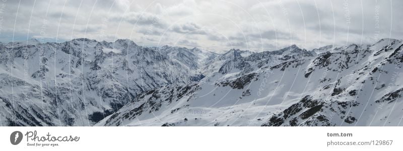 Gipfelpanorama Österreich Sölden Ötztal Panorama (Aussicht) Tal weiß Ferne gleiten Wolken kalt Gletscher Winter Ferien & Urlaub & Reisen Luft rein Sauberkeit