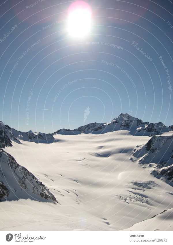 Gletscher - blue sky high Ferien & Urlaub & Reisen Ferne Freiheit Sonne Winter Schnee Berge u. Gebirge Landschaft Luft Himmel Wolkenloser Himmel Sonnenlicht
