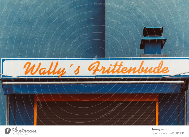 Wally's Frittenbude, yeah! Stil Design Freizeit & Hobby Symmetrie Imbiss Pause Mittagspause Pommes frites orange blau Schornstein geschlossen Fünfziger Jahre
