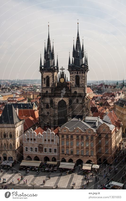 Teynkirche Ferien & Urlaub & Reisen Tourismus Ausflug Sightseeing Städtereise Sommerurlaub Himmel Horizont Schönes Wetter Prag Tschechien Europa Stadt