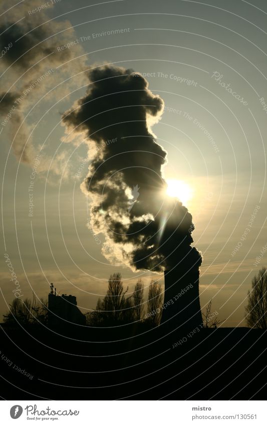 (Solar) Kraftwerk Kohlekraftwerk Licht Wolken Maschine Beton dunkel schwarz Industrie Himmel Sonne Energiewirtschaft