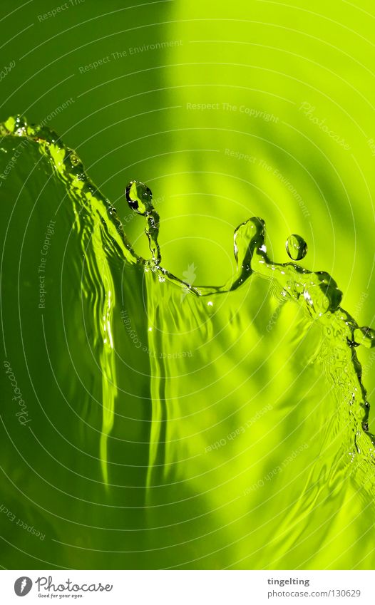 schwappt nass feucht grün hellgrün abstrakt fließen durchsichtig frisch wellig nah Schatten Wassertropfen Statue schwappend aufwärts Klarheit