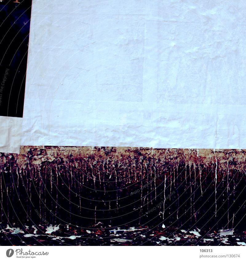 NICHTS FUER DESIGNER leer plakatieren frisch Klebstoff Ekel dreckig Wand blaustich Stillleben Momentaufnahme Bremen Litfaßsäule Mauer Information Aushang werben