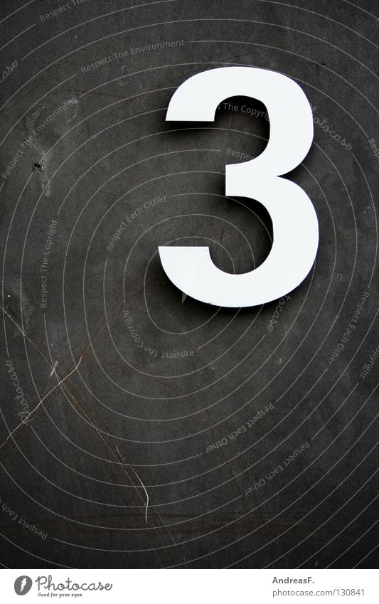 _3 Ziffern & Zahlen Mathematik Symbole & Metaphern Betonwand Hausnummer zählen rechnen dreifach Schilder & Markierungen