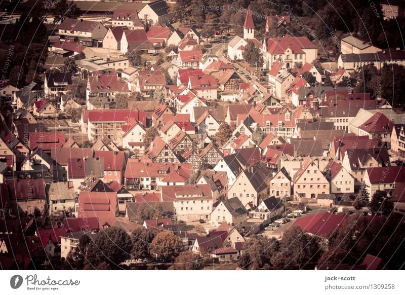 Luftbild von einer kleinen südeutschen Stadt Architektur Franken Altstadt Haus authentisch Ferne historisch Kitsch Originalität Idylle Nostalgie Umwelt